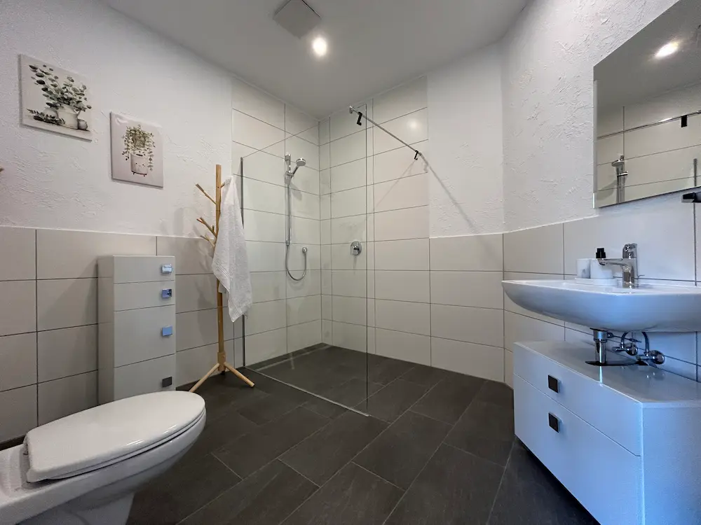 Badezimmer Erdgeschoss – Ferienhaus Wanderath N°10
