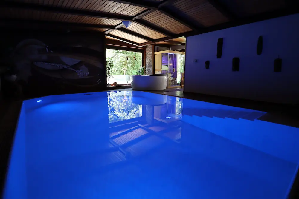 Wellnessbereich mit Schwimmbad im Ferienhaus Leimbach N°6